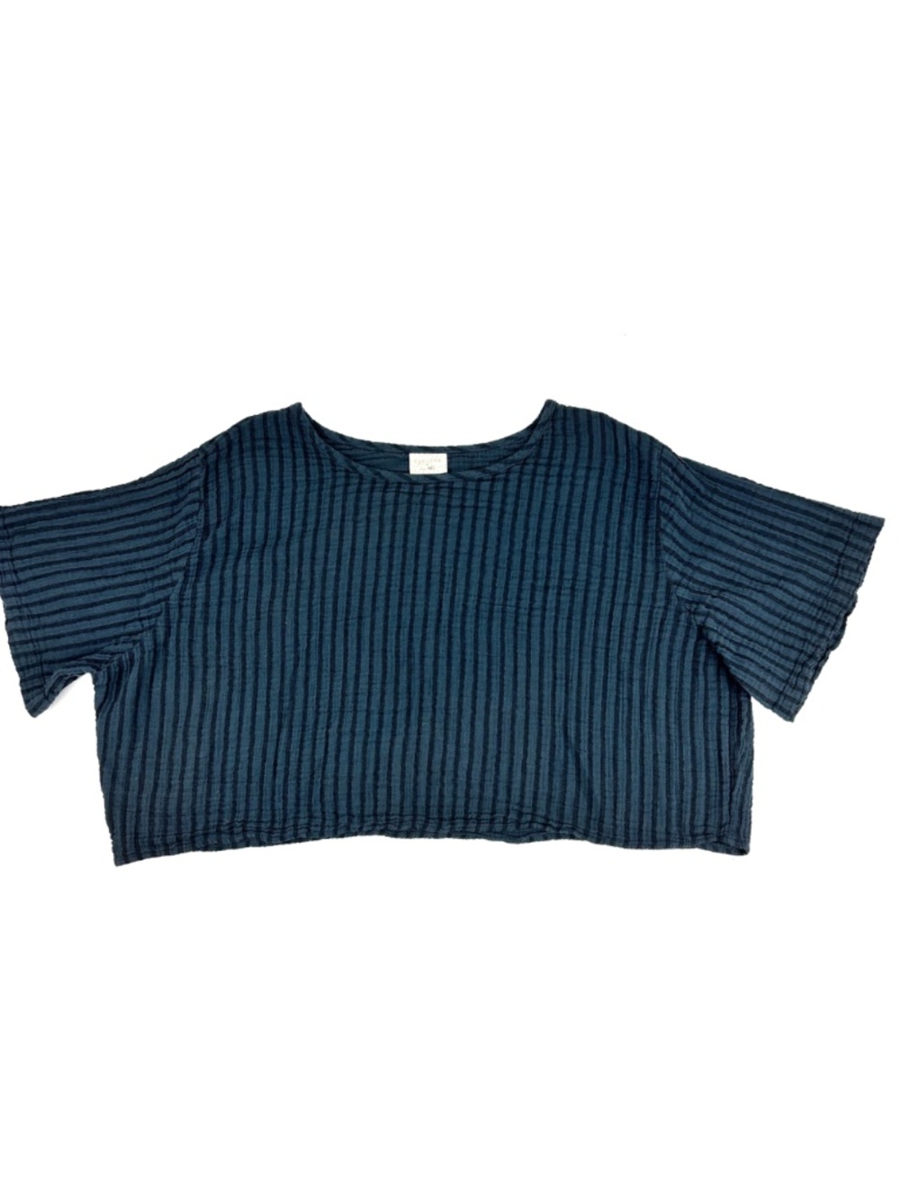Curator SF Womens Size 4XL Noa Cropped Gauze Tee Blue Made in San Francisco USA
